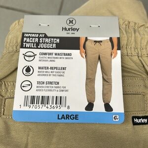 Men’s Hurley tan joggers tan color size large New with Tag